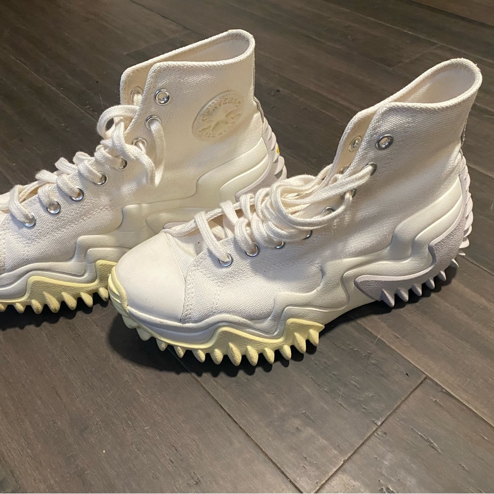 Converse Cream High-Top Sneakers with Modern Sole